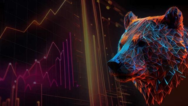 Abstract crypto bear and bull created with Generative Ai technology