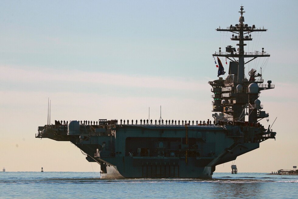 new-aircraft-carrier-heads-to-mideast,-where-long-deployed-ship-is