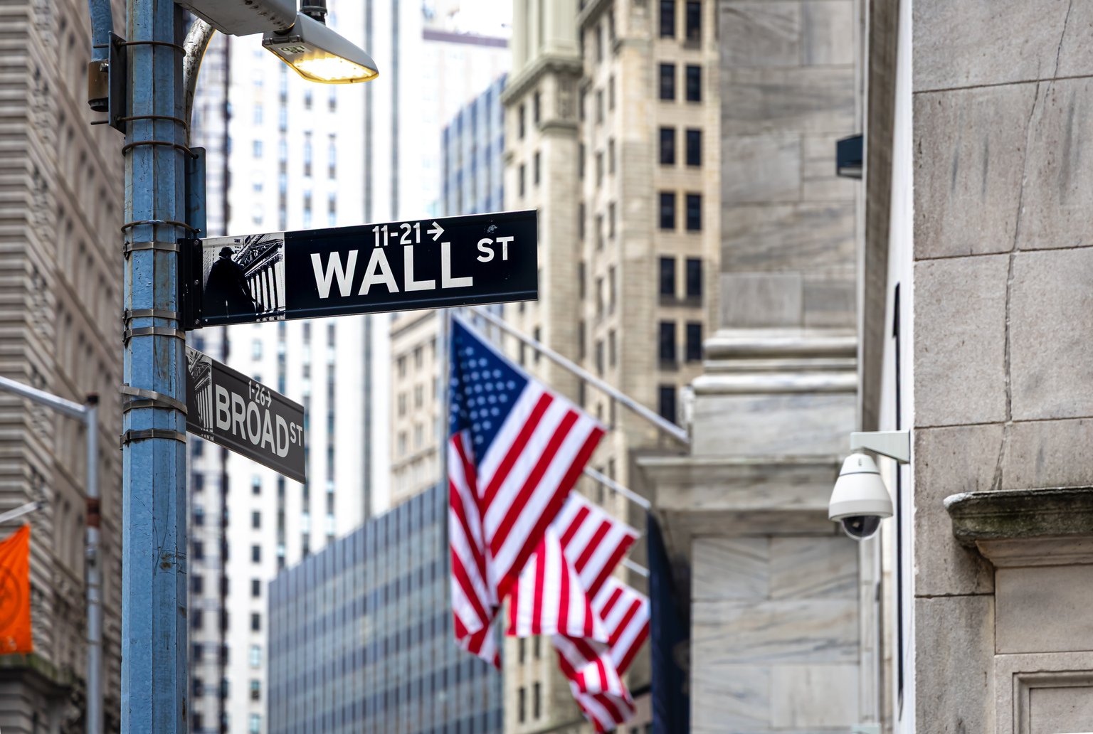 Wall Street street sign in Manhattan financial district