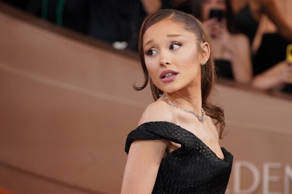 Ariana Grande arrives at the 83rd Golden Globes on Jan. 11, 2026, at the Beverly Hilton in Beverly Hills, Calif. (Photo by Jordan Strauss/Invision/AP, File)