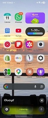 The new floating Lucyd widget on Android. The user simply taps the gear to select their desired LLM to converse with. Image courtesy of Innovative Eyewear, Inc.
