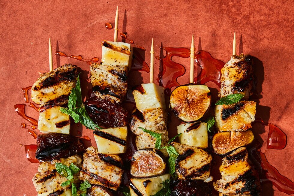 a-recipe-for-halibut-and-halloumi-skewers-from-the-cookbook-‘greek-out’