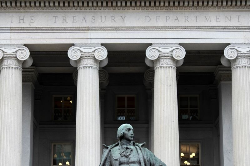 The Treasury Department building is seen on March 13, 2025, in Washington.
