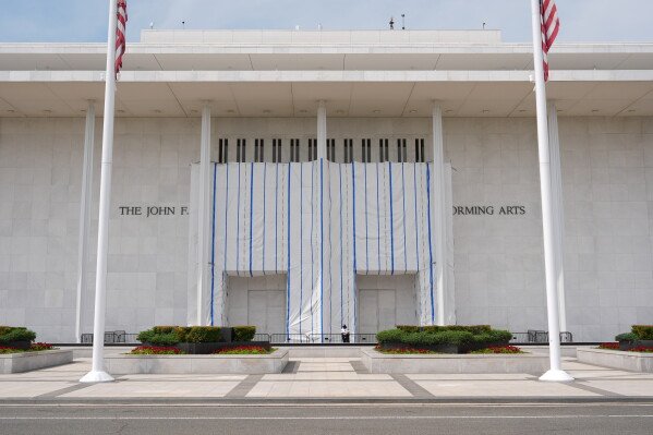 The John F. Kennedy Center for the Performing Arts, is seen, Wednesday, Sept. 2, 2026, in Washington. (AP Photo/Mark Schiefelbein)