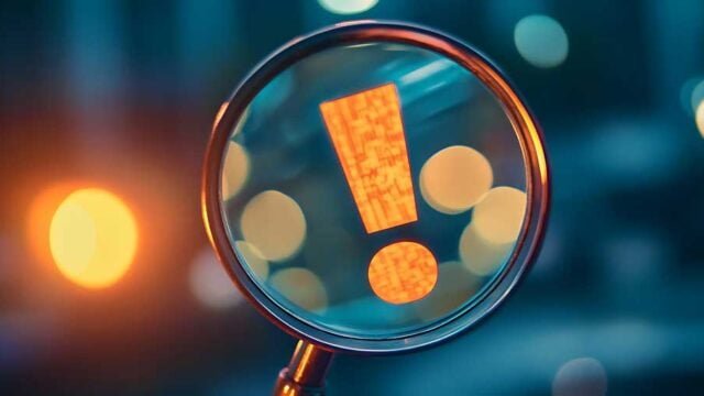 Magnifying Glass Reveals Important Information Exclamation Mark by Handz A magnifying glass