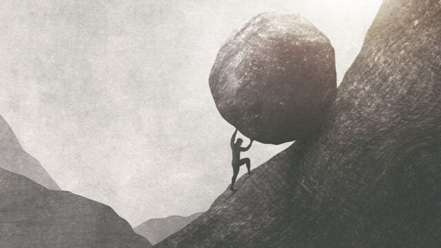 Uphill rock push battle