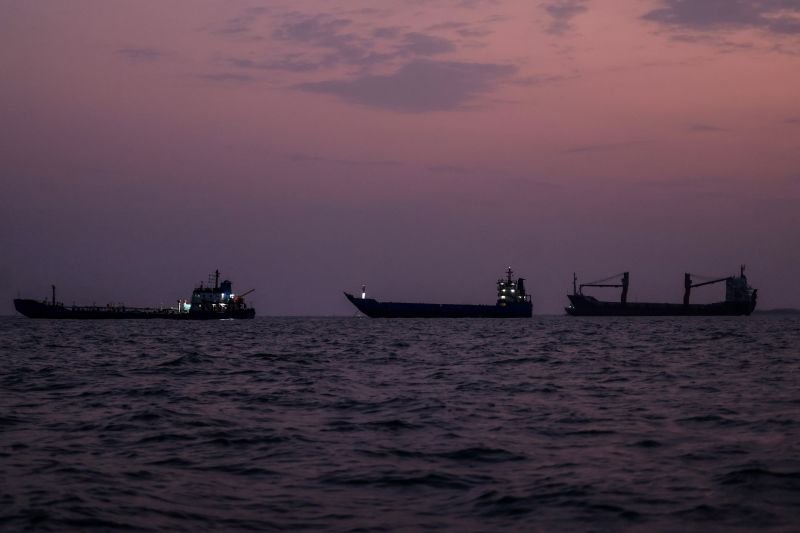 Vessels transit the Strait of Hormuz off the coast of the port city of Bandar Abbas in southern Iran on September 5, 2026.